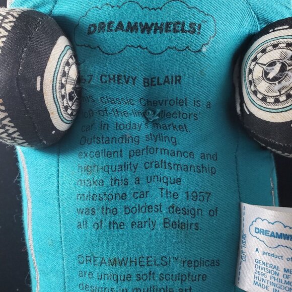 Vintage Dreamwheels Chevy Bel Air Car Plush Pillow Stuffed Toy Blue 1985 - Picture 10 of 16